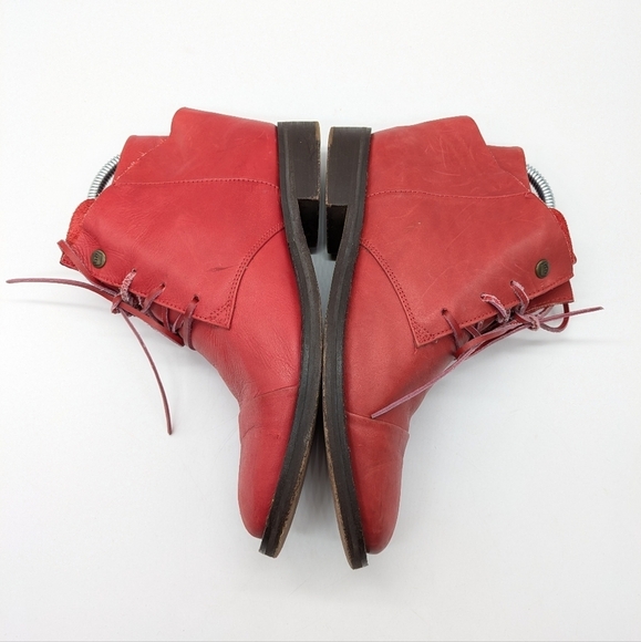 Red Leather Ankle Boots - Picture 6 of 12